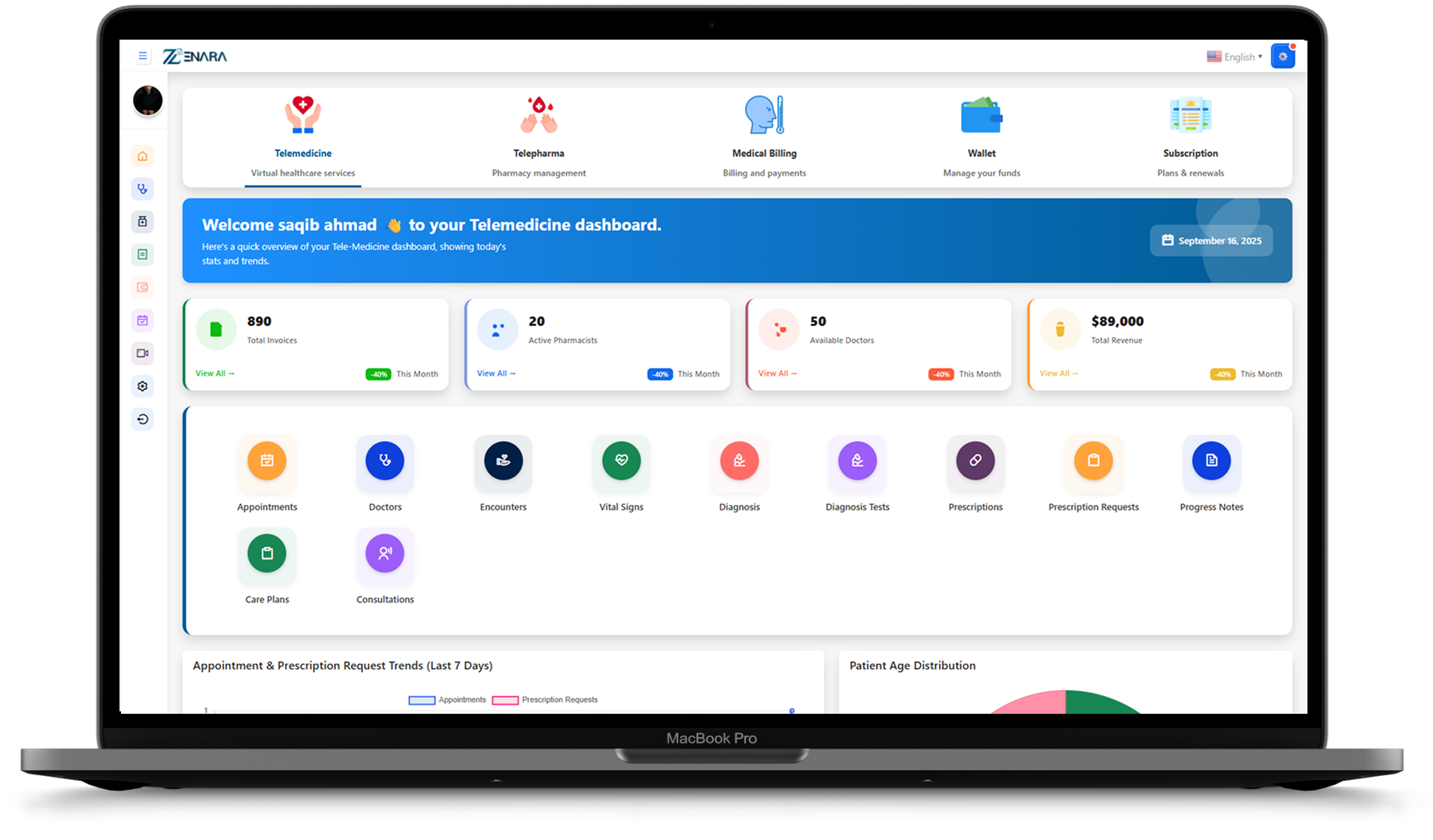 Zenara Telemedicine Dashboard