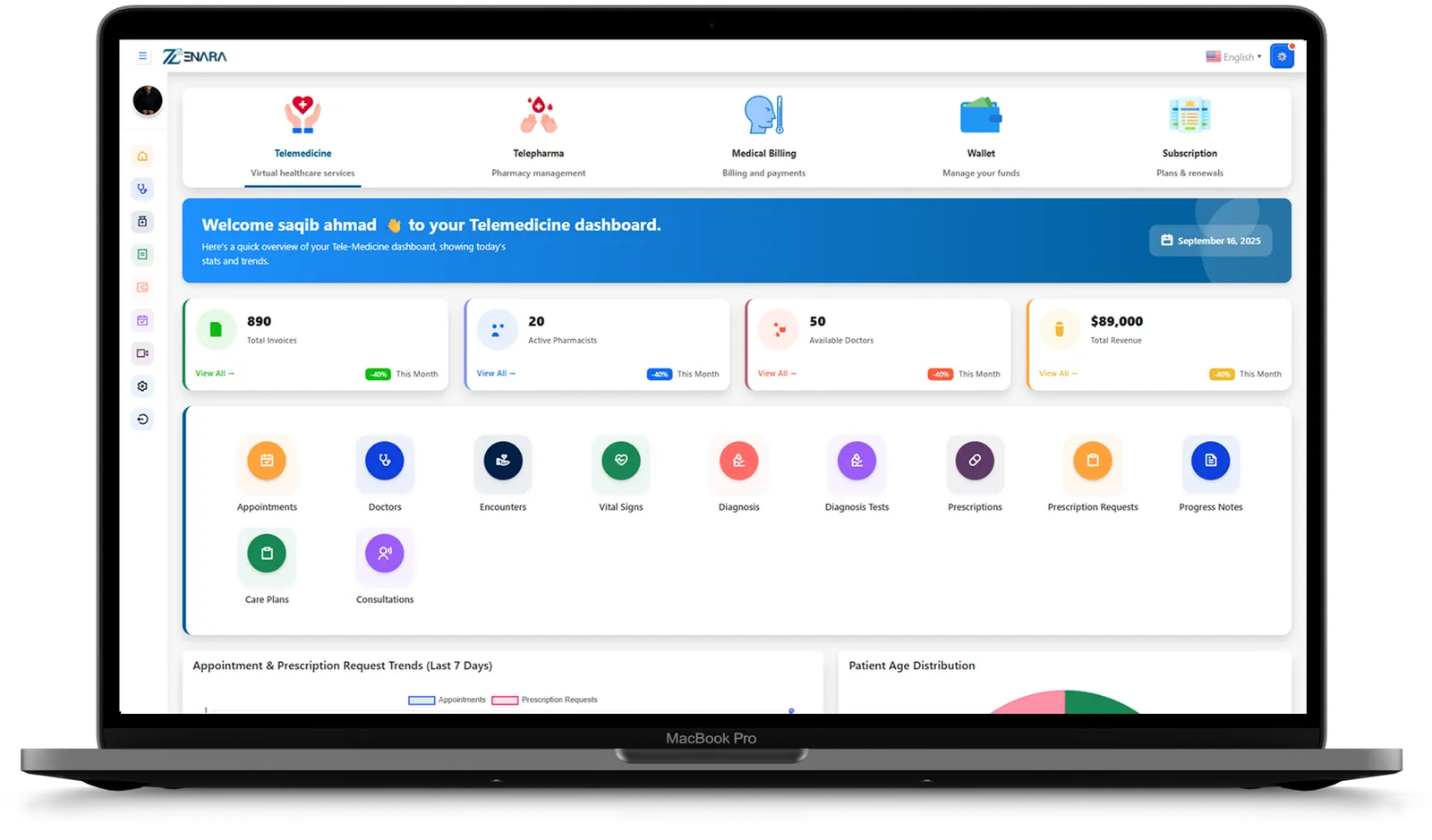Zenara Telemedicine Dashboard